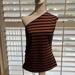 a new day One-Shoulder Striped Top in Brown and Black